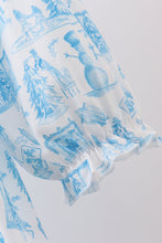 Load image into Gallery viewer, Blue snowman christmas tree smocked dress