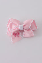 Load image into Gallery viewer, Pink embroidery hair bow