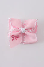 Load image into Gallery viewer, Pink embroidery hair bow