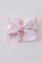 Load image into Gallery viewer, White embroidery hair bow
