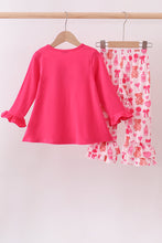 Load image into Gallery viewer, Pink bear embroidery ruffle pants set