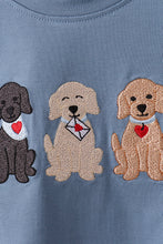 Load image into Gallery viewer, Blue puppy embroidery pants set