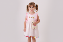 Load image into Gallery viewer, Pink alpaca embroidery ruffle dress