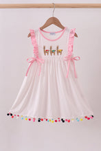 Load image into Gallery viewer, Pink alpaca embroidery ruffle dress
