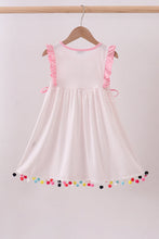 Load image into Gallery viewer, Pink alpaca embroidery ruffle dress