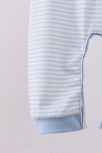 Load image into Gallery viewer, Blue heart smocked stripe romper