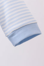 Load image into Gallery viewer, Blue heart smocked stripe romper