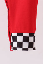 Load image into Gallery viewer, Red character applique checkered romper