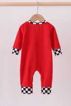 Load image into Gallery viewer, Red character applique checkered romper