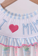 Load image into Gallery viewer, Blue floral I love MAMA smocked ruffle shorts set