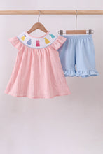 Load image into Gallery viewer, Pink princess smocked ruffle shorts set