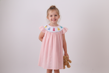 Load image into Gallery viewer, Pink princess smocked ruffle dress