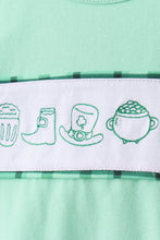 Load image into Gallery viewer, Green parade embroidery ruffle gingham pants set