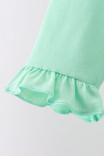 Load image into Gallery viewer, Green parade embroidery ruffle gingham pants set