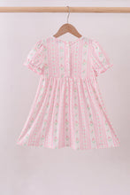 Load image into Gallery viewer, Pink floral bow smocked dress
