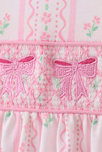 Load image into Gallery viewer, Pink floral bow smocked ruffle pants set