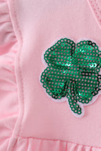 Load image into Gallery viewer, Pink clover sequin ruffle tiered dress