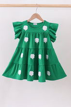 Load image into Gallery viewer, Green clover sequin ruffle tiered dress