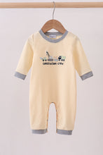 Load image into Gallery viewer, Beige construction embroidery romper