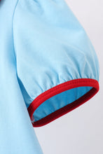 Load image into Gallery viewer, Blue character embroidery dress