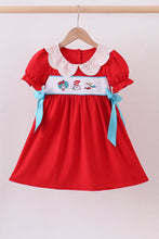 Load image into Gallery viewer, Red character embroidery bow dress