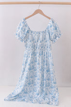 Load image into Gallery viewer, Blue bunny egg smocked women dress