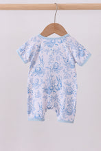Load image into Gallery viewer, Blue bunny egg bamboo romper
