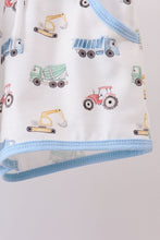 Load image into Gallery viewer, Blue car embroidery shorts set