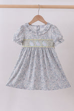 Load image into Gallery viewer, Floral bunny smocked dress