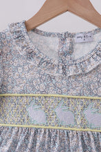Load image into Gallery viewer, Floral bunny smocked dress