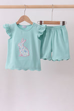 Load image into Gallery viewer, Green bunny applique shorts set