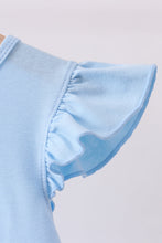 Load image into Gallery viewer, Blue bunny applique ruffle dress