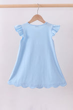 Load image into Gallery viewer, Blue bunny applique ruffle dress