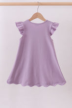 Load image into Gallery viewer, Purple bunny applique ruffle dress