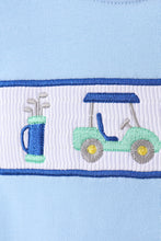 Load image into Gallery viewer, Blue golf cart smocked shorts set