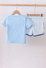 Load image into Gallery viewer, Blue golf cart smocked shorts set