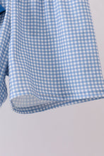 Load image into Gallery viewer, Blue character smocked gingham shorts set