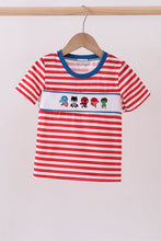Load image into Gallery viewer, Red stripe character smocked top