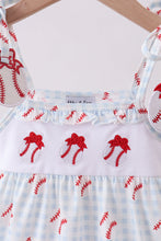 Load image into Gallery viewer, Baseball applique ruffle gingham bubble