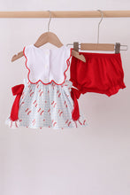 Load image into Gallery viewer, Baseball applique ruffle gingham bloomer set