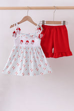 Load image into Gallery viewer, Baseball applique ruffle gingham shorts set