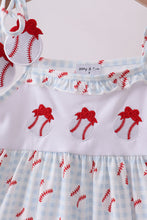 Load image into Gallery viewer, Baseball applique ruffle gingham shorts set