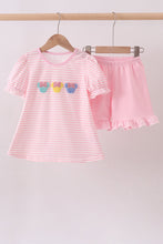 Load image into Gallery viewer, Pink character french knot ruffle shorts set