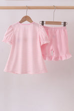Load image into Gallery viewer, Pink character french knot ruffle shorts set