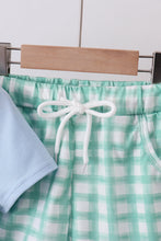 Load image into Gallery viewer, Blue engineering vehicle applique shorts set