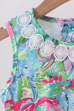 Load image into Gallery viewer, Green tropical garden bow dress