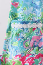 Load image into Gallery viewer, Green tropical garden bow dress