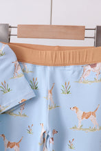 Load image into Gallery viewer, Blue puppy print bamboo pajama set