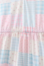 Load image into Gallery viewer, Pink patchwork floral tiered dress