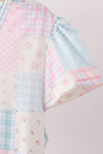 Load image into Gallery viewer, Pink patchwork floral tiered dress